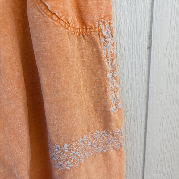 Anthropologie Parachute Pants Women's XS Orange Boho Hippie Embroidered Linen - Picture 2 of 12